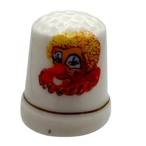 Clown Thimble Bone China Porcelain Lot of 6 Vintage - Picture 8 of 10